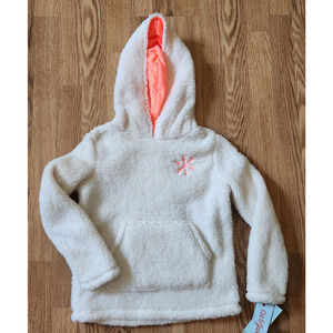 Cat & Jack Fleece Sleepwear Girls Size Medium Cream Hooded Pullover Pocket